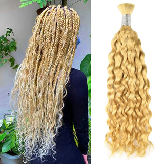 #613 Blonde Boho Braids Water Wave No Weft Bulk Hair for Human Hair CVOHAIR