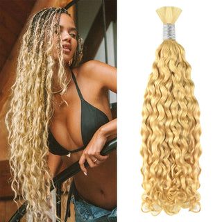 #613 Blonde Boho Braids Italian Curly No Weft Bulk Hair for Human Hair CVOHAIR