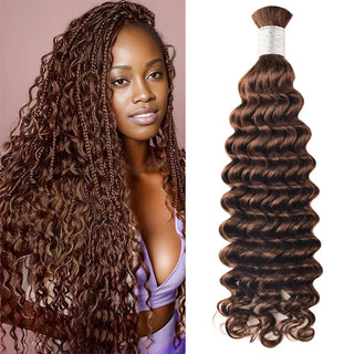 #4 Italian Curly Boho Braids No Weft Bulk Hair for Human Hair CVOHAIR