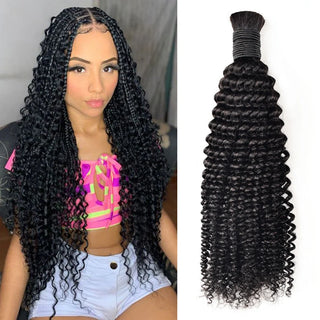 #1B Natural Black Boho Braids Kinky Curly No Weft Bulk Hair for Human Hair CVOHAIR