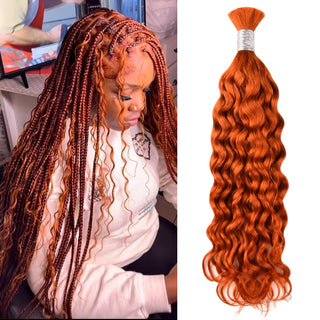 #350 Ginger Boho Braids Water Wave No Weft Bulk Hair for Human Hair CVOHAIR