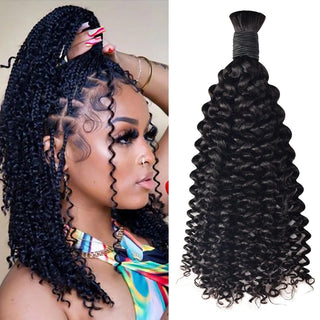 #1B Natural Black Boho Braids Jerry Curly No Weft Bulk Hair for Human Hair CVOHAIR