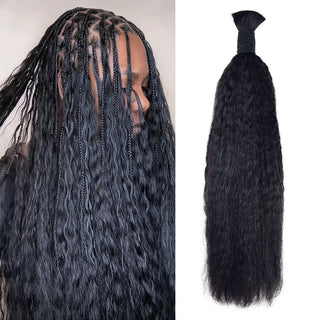 #1B Natural Black Boho Braids Kinky Straight No Weft Bulk Hair for Human Hair CVOHAIR