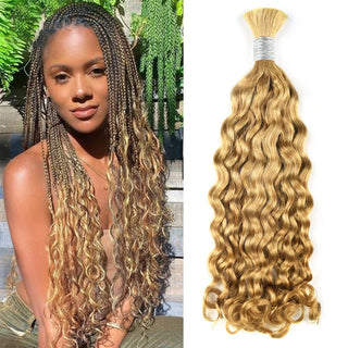 #27 Honey Blonde Boho Braids Italian Curly No Weft Bulk Hair For Human Hair CVOHAIR