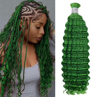 Green Customized Boho Braids Deep Wave No Weft Bulk Hair for Human Hair CVOHAIR