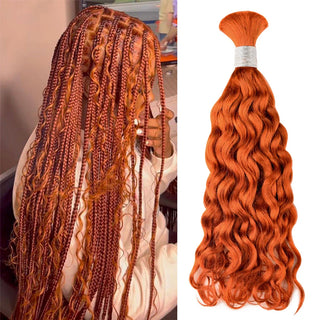 #350 Ginger Orange Boho Braids Italian Curly No Weft Bulk Hair for Human Hair CVOHAIR