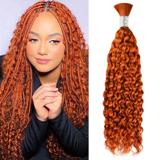 #350 Ginger Orange Boho Braids Deep Curly No Weft Bulk Hair for Human Hair CVOHAIR