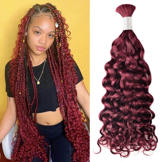 #99J Burgundy Boho Braids Italian Curly No Weft Bulk Hair for Human Hair CVOHAIR