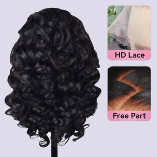 Bouncy Wave HD Lace Frontal Wigs Human Hair 200% Density Pre Plucked With Baby Hair CVOHAIR