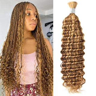 #P27/30 Deep Wave Boho Braids No Weft Bulk Hair for Human Hair CVOHAIR