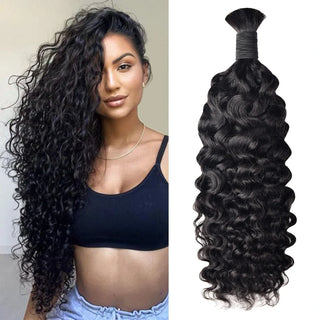 #1B Natural Black Boho Braids Burnese Curly No Weft Bulk Hair for Human Hair CVOHAIR