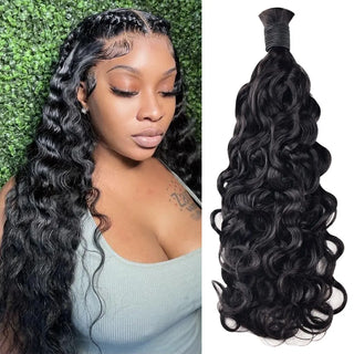 #1B Water Wave Boho Braids No Weft Bulk Hair for Human Hair CVOHAIR