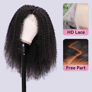 CVOHAIR Kinky Curly HD Lace Front Perücken Echthaar 200 % Dichte Transparent Lace Frontal Perücken Vorgezupft Mit Babyhaar