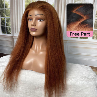 Free Shipping #30 Kinky Straight 5*5 Glueless Closure Wigs With Pre-Cut Lace 100% Human Hair CVOHAIR