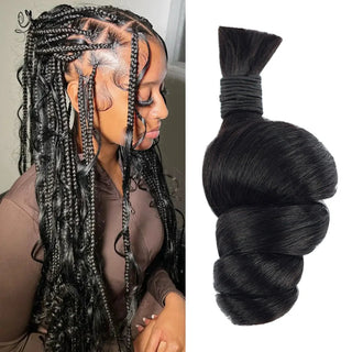 #1B Natural Black Boho Braids Loose Wave No Weft Bulk Hair for Human Hair CVOHAIR