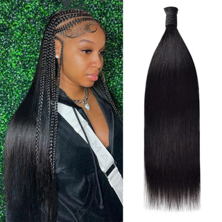 #1B Natural Black Boho Braids Straight No Weft Bulk Hair for Human Hair CVOHAIR