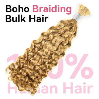 #27 Honey Blonde Boho Braids Italian Curly No Weft Bulk Hair For Human Hair CVOHAIR