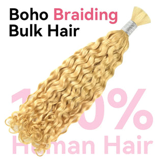 #613 Blonde Boho Braids Italian Curly No Weft Bulk Hair for Human Hair CVOHAIR