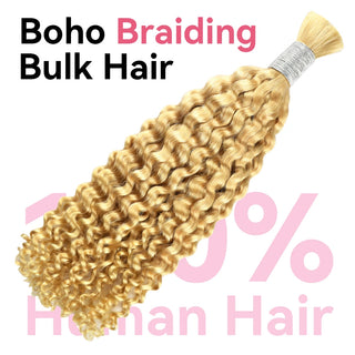 #613 Blonde Boho Braids Deep Curly No Weft Bulk Hair for Human Hair CVOHAIR