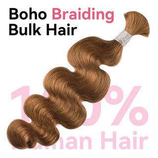 CVOHAIR #30 Braun, tief gewelltes Echthaar, zum Flechten, keine Schussfäden, Echthaar-Extensions, 100 g/Bündel 