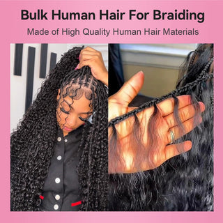 #1B Boho Braids Deep Wave No Weft Bulk Hair for Human Hair CVOHAIR
