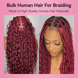 #99J Burgundy Boho Braids Deep Wave No Weft Bulk Hair for Human Hair CVOHAIR