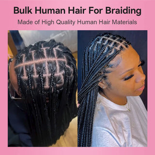 #1B Natural Black Boho Braids Straight No Weft Bulk Hair for Human Hair CVOHAIR