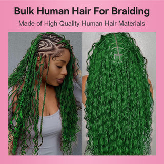 Green Customized Boho Braids Deep Wave No Weft Bulk Hair for Human Hair CVOHAIR