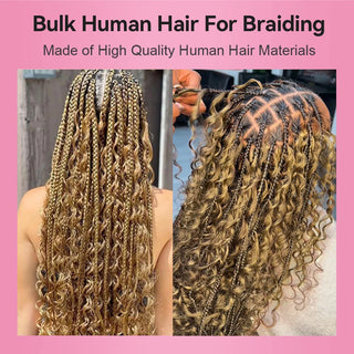 #27 Honey Blonde Boho Braids Deep Wave No Weft Bulk Hair for Human Hair CVOHAIR