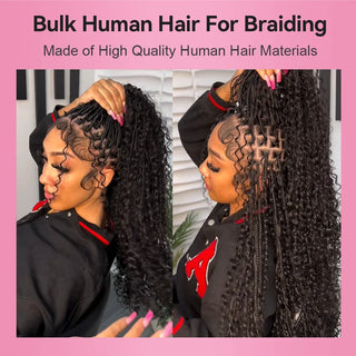 #1B Deep Curly Boho Braids No Weft Bulk Hair for Human Hair CVOHAIR