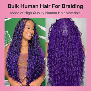 Purple Customized Boho Braids Deep Wave No Weft Bulk Hair for Human Hair CVOHAIR