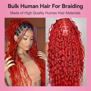 #Red Deep Wave Bohemian Human Hair For Braiding CVOHAIR