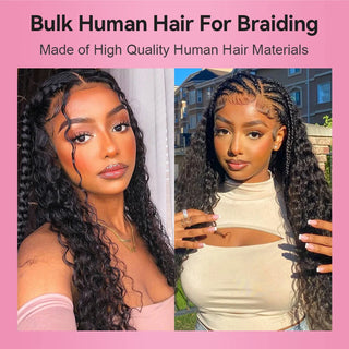 #1B Italian Curly Boho Braids No Weft Bulk Hair for Human Hair CVOHAIR