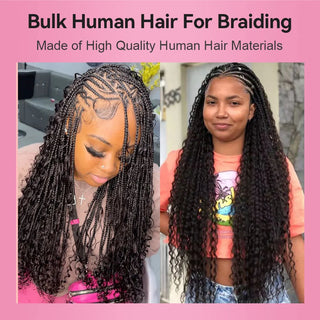 #1B Natural Black Boho Braids Kinky Curly No Weft Bulk Hair for Human Hair CVOHAIR