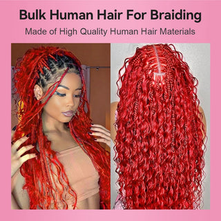 #Red Boho Braids Deep Wave No Weft Bulk Hair for Human Hair CVOHAIR