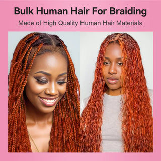 #350 Ginger Orange Boho Braids Deep Wave No Weft Bulk Hair for Human Hair CVOHAIR