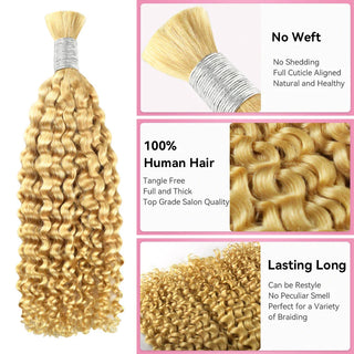 #613 Blonde Boho Braids Deep Curly No Weft Bulk Hair for Human Hair CVOHAIR