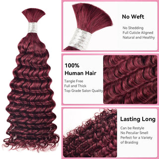 #99J Burgundy Bohemian Human Hair For Braiding CVOHAIR