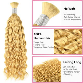 #613 Blonde Boho Braids Water Wave No Weft Bulk Hair for Human Hair CVOHAIR