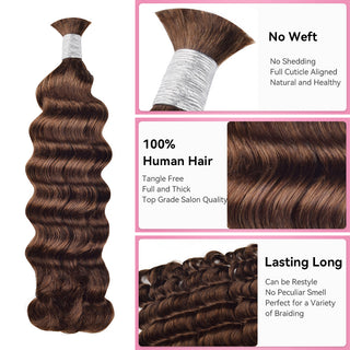 #4 Boho Braids Loose Deep Wave No Weft Bulk Hair for Human Hair CVOHAIR