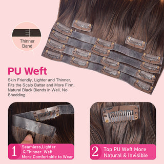 CVOHAIR 6 pièces pince de vague de corps dans les Extensions de cheveux vrais cheveux humains PU sans couture pince ins noir naturel 110G 