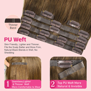 CVOHAIR #7 pince droite dans les Extensions de cheveux vrais cheveux humains PU sans couture Clip ins 6 pièces 110G 