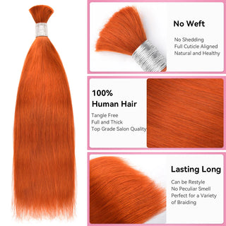 CVOHAIR #350 gingembre Orange vague profonde en vrac cheveux humains pour tresser sans trame Extensions de cheveux humains 100g/chaque paquet