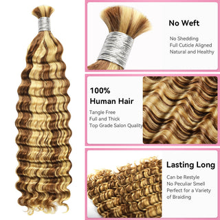 #P30/613 Ombre Brown Bohemian Human Hair For Braiding CVOHAIR