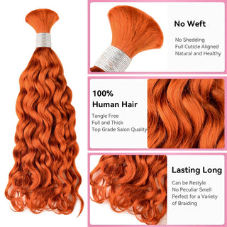 #350 Ginger Orange Boho Braids Italian Curly No Weft Bulk Hair for Human Hair CVOHAIR