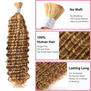 #P27/30 Deep Wave Boho Braids No Weft Bulk Hair for Human Hair CVOHAIR