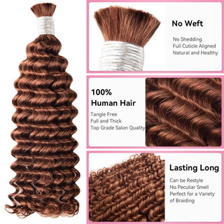 CVOHAIR #33 cheveux humains en vrac vague profonde pour tresser des Extensions de cheveux humains sans trame 100g/chaque paquet