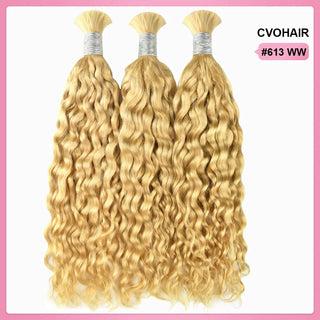 #613 Blonde Boho Braids Water Wave No Weft Bulk Hair for Human Hair CVOHAIR