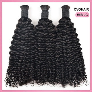 CVOHAIR #1B Jerry cheveux humains bouclés en vrac pour tresser des extensions de cheveux humains sans trame 100g/chaque paquet