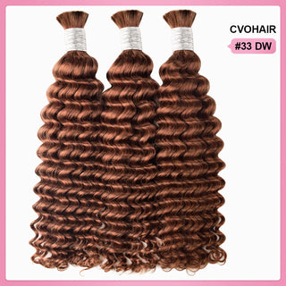 CVOHAIR #33 cheveux humains en vrac vague profonde pour tresser des Extensions de cheveux humains sans trame 100g/chaque paquet